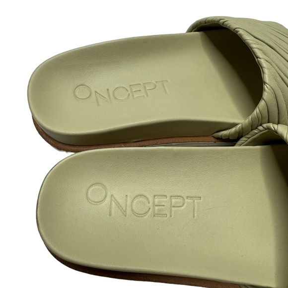 ONCEPT | Athens Ruched Leather Slide Sandal in Green Sustainable 8 - Picture 9 of 12
